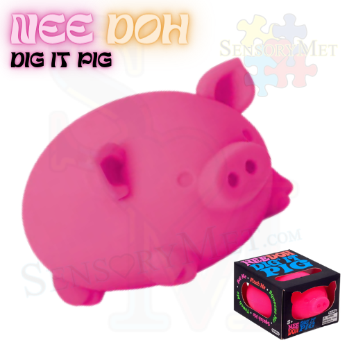 NEE-DOH Dig It Pig Novelty Fidget Toy Stress Reliever by Schylling - Pink Pig Stress Ball