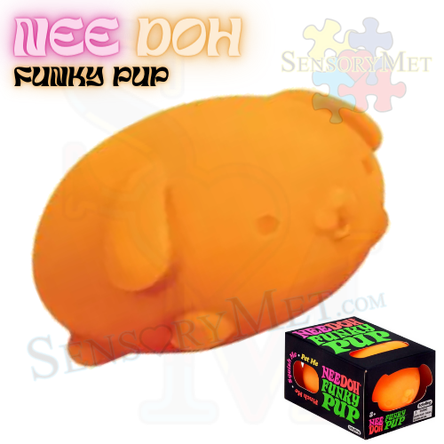 NEE-DOH FUNKY PUPPY Autistic Special Needs Toddler Stress Relief Toy by Schylling - ORANGE