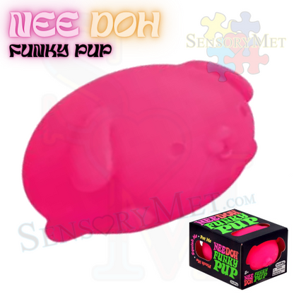 NEE-DOH FUNKY PUPPY Autistic Special Needs Toddler Stress Relief Toy by Schylling - PINK