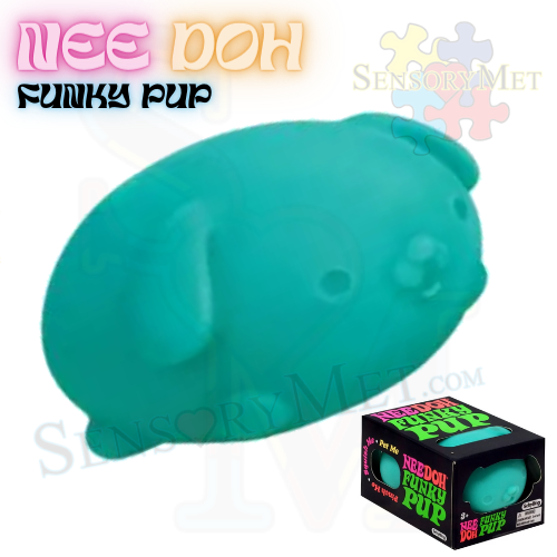 NEE-DOH FUNKY PUPPY Autistic Special Needs Toddler Stress Relief Toy by Schylling - TEAL