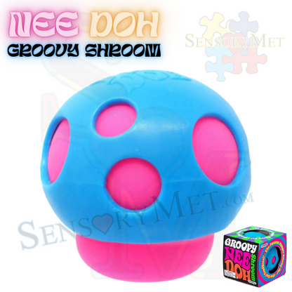 NEE-DOH Groovy Mushroom Stress Reliever Fidget Toy by Schylling - Blue and Pink