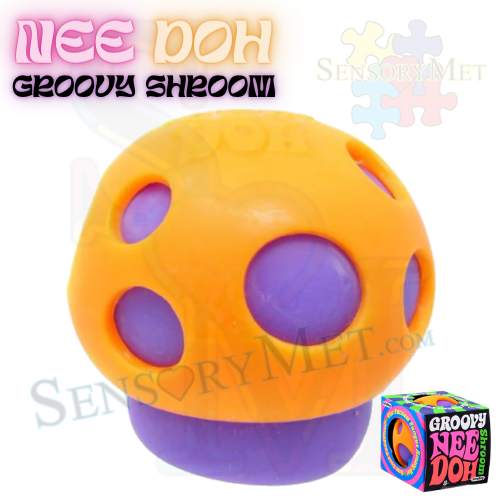 NEE-DOH Groovy Mushroom Stress Reliever Fidget Toy by Schylling - Purple and Orange