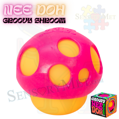 NEE-DOH Groovy Mushroom Stress Reliever Fidget Toy by Schylling - Pink and Orange