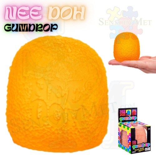 NEE-DOH Gumdrops Novelty Toys Fidget Toy Stress Relief Ball by Schylling - Orange