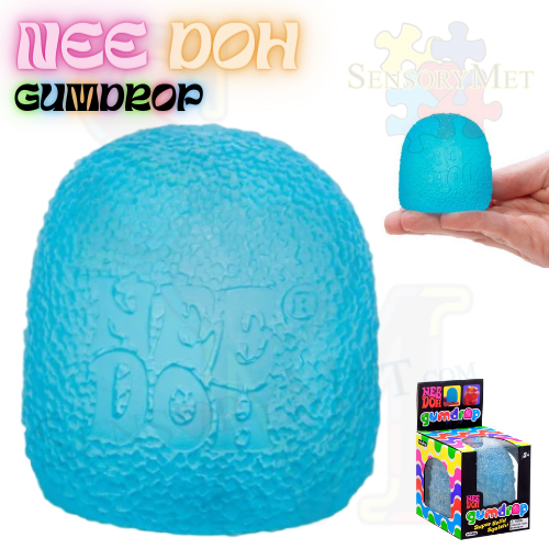 NEE-DOH Gumdrops Novelty Toys Fidget Toy Stress Relief Ball by Schylling - Teal/Blue