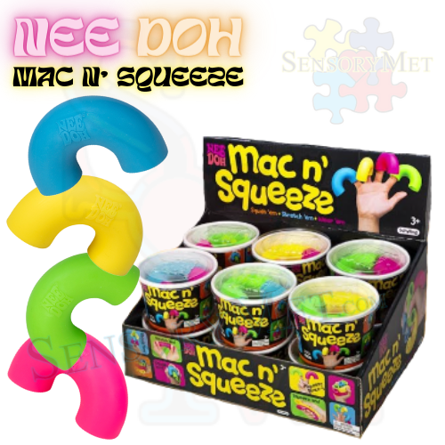 NEE-DOH MAC N' SQUEEZE Macaroni Noodlies Stress Reliever Fidget Toy by Schylling - Assorted Colors