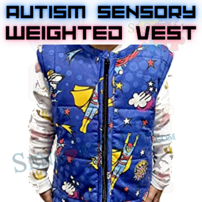 Sensory Weighted Vest For Kids w/ Autism Removable Weights 3LBS - Super Hero 5T-6T